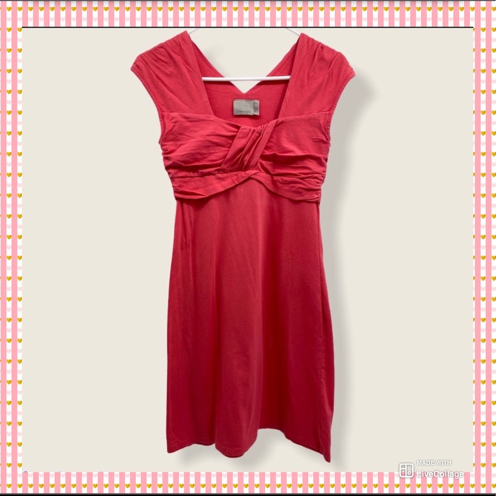 Athleta Calypso Rushed Coral Sleeveless Dress